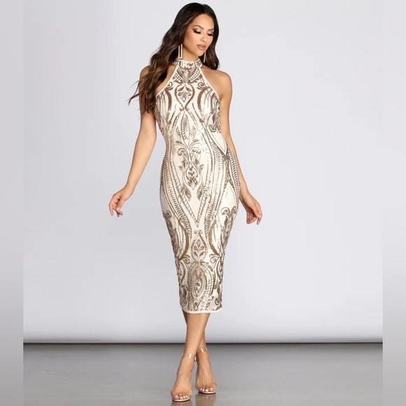Sofia Formal Sequin Midi Dress - Picture 2 of 4